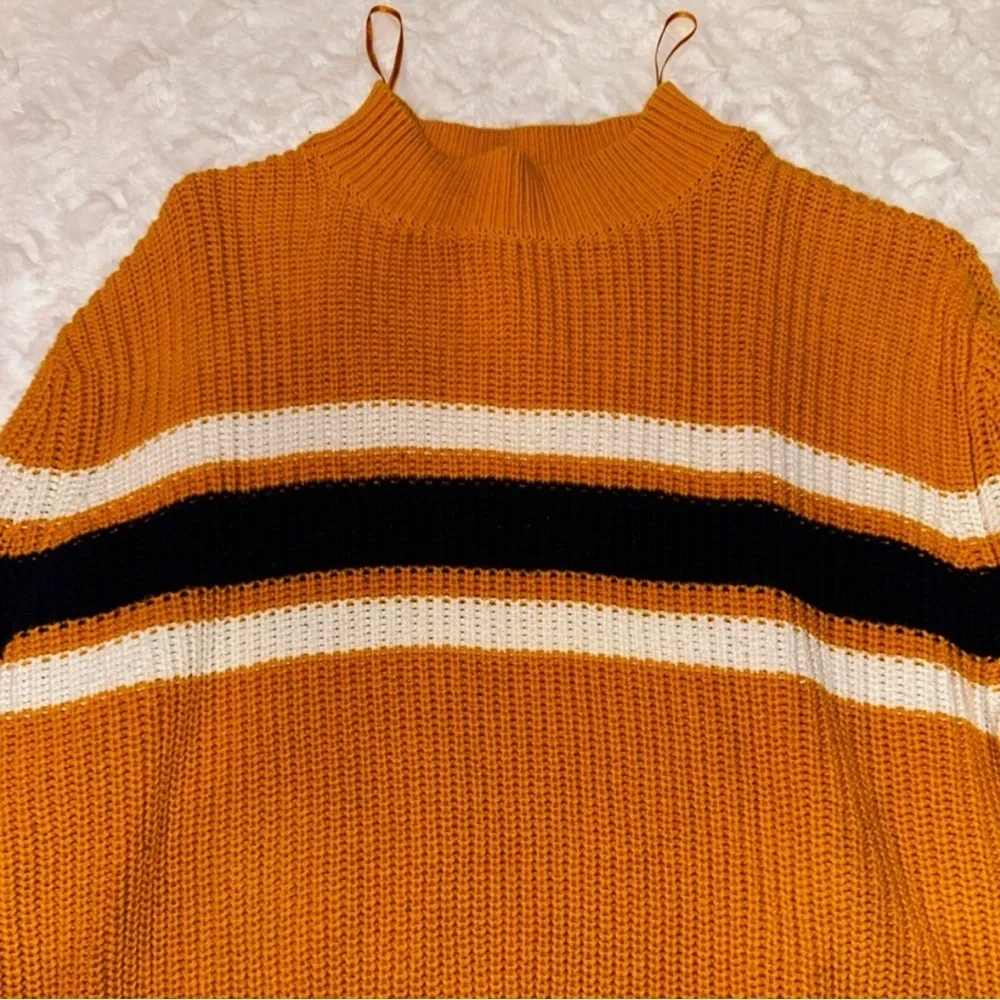 Lotti Moss Mustard Sweater with Stripe - Size Medium - Picture 2 of 3